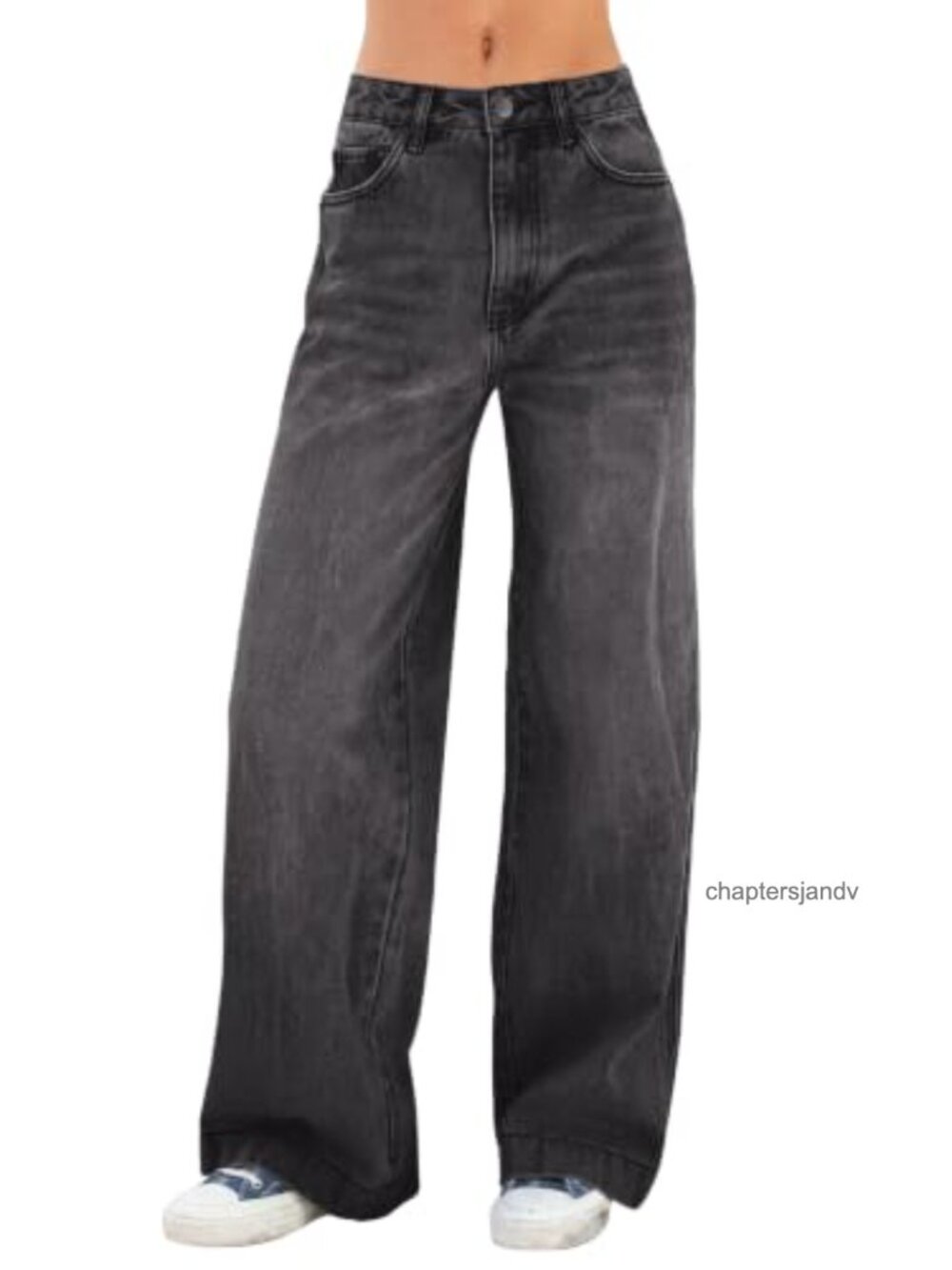 Women High Waist Wide Leg Baggy Jeans Stretchy Denim Pants